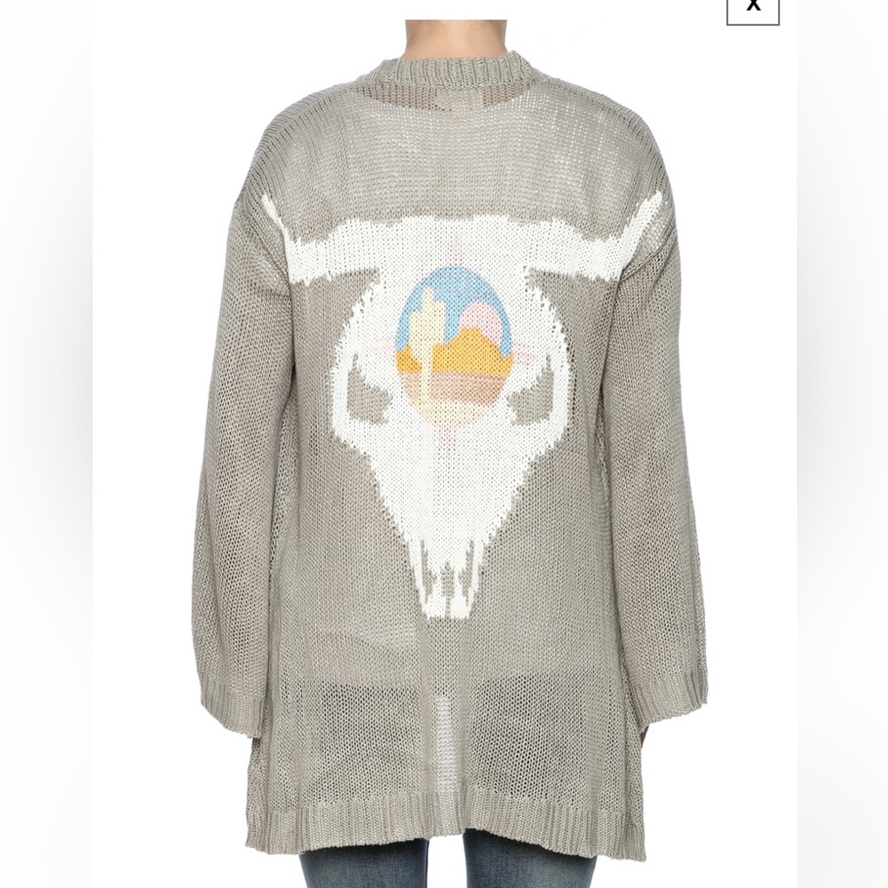 Show Me Your Mumu Mellow Easy Cardi Ojai Bull Skull Knit Cardigan Large L